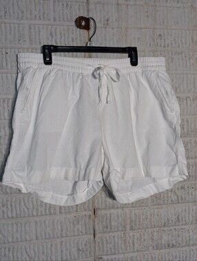 Old Navy Women's  White Linen Blend Elastic Waist Drawstring Shorts XL
